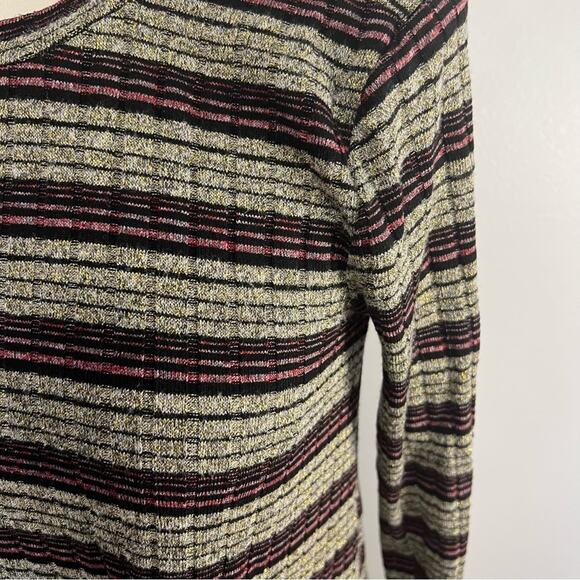 BCBGeneration Ribbed Stripe Long Sleeve Lurex Shimmer Shift Dress Small - Picture 6 of 7